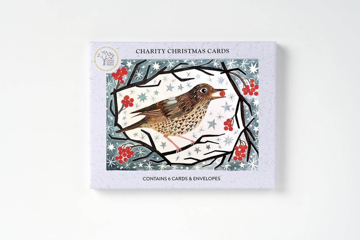 Song Thrush With Berries Christmas Cards, Pack of 6