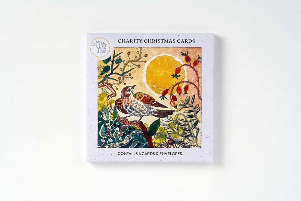 Finch and Berries Christmas Card, Pack of 6