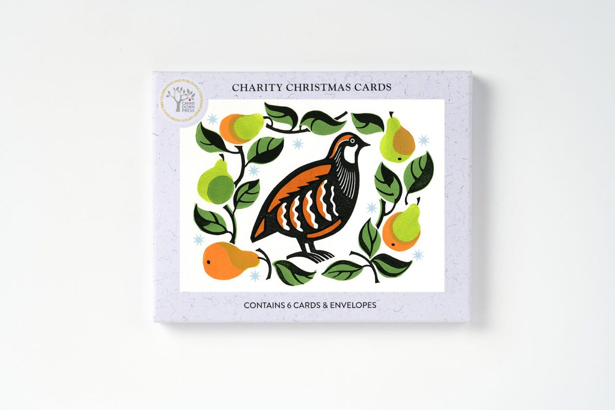 Partridge And Pear Christmas Card, Pack of 6