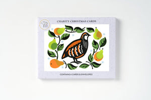 Partridge And Pear Christmas Card, Pack of 6