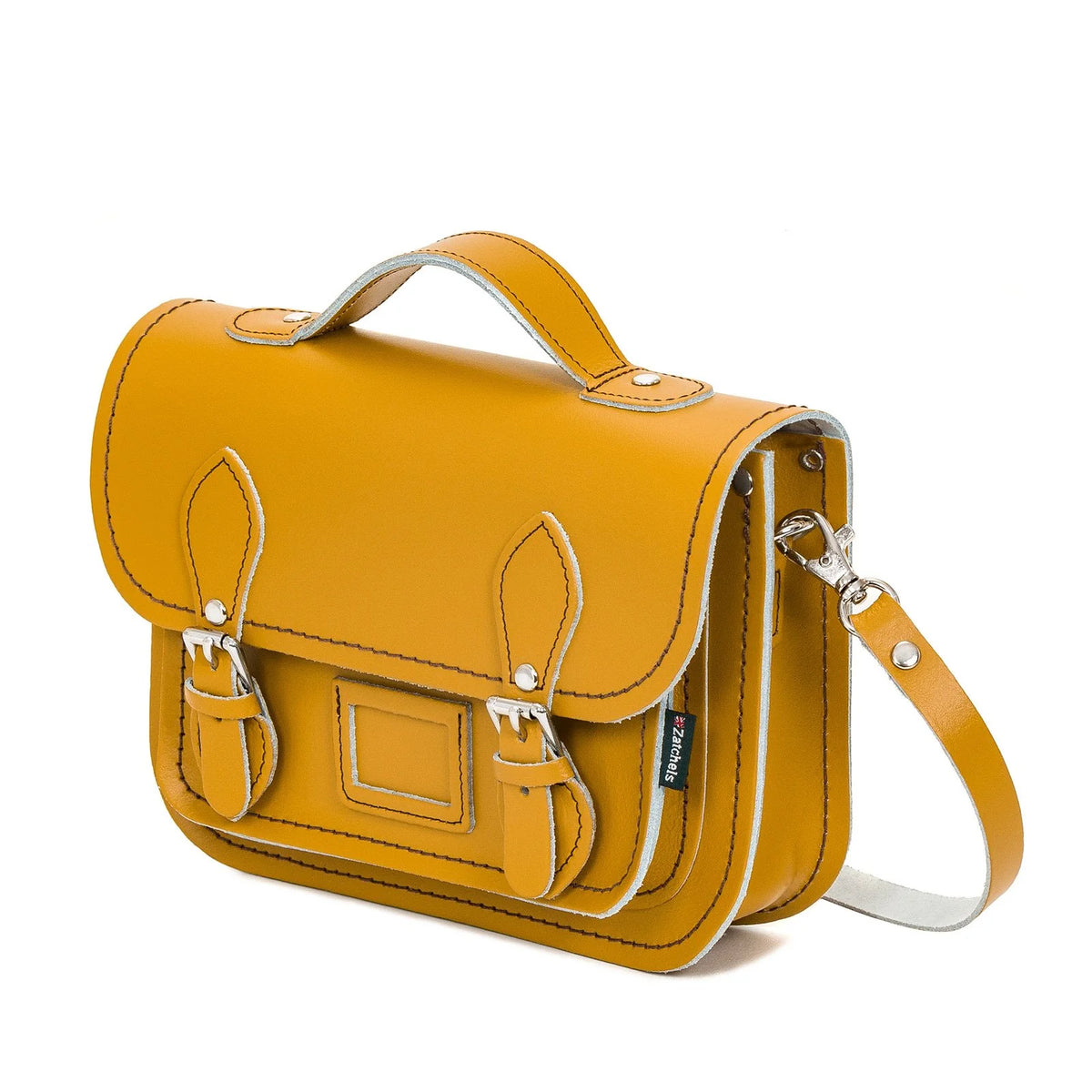 Handmade Leather Midi Satchel - Ochre
