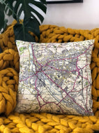 Square Vintage Map Cushion - Exeter, Devon