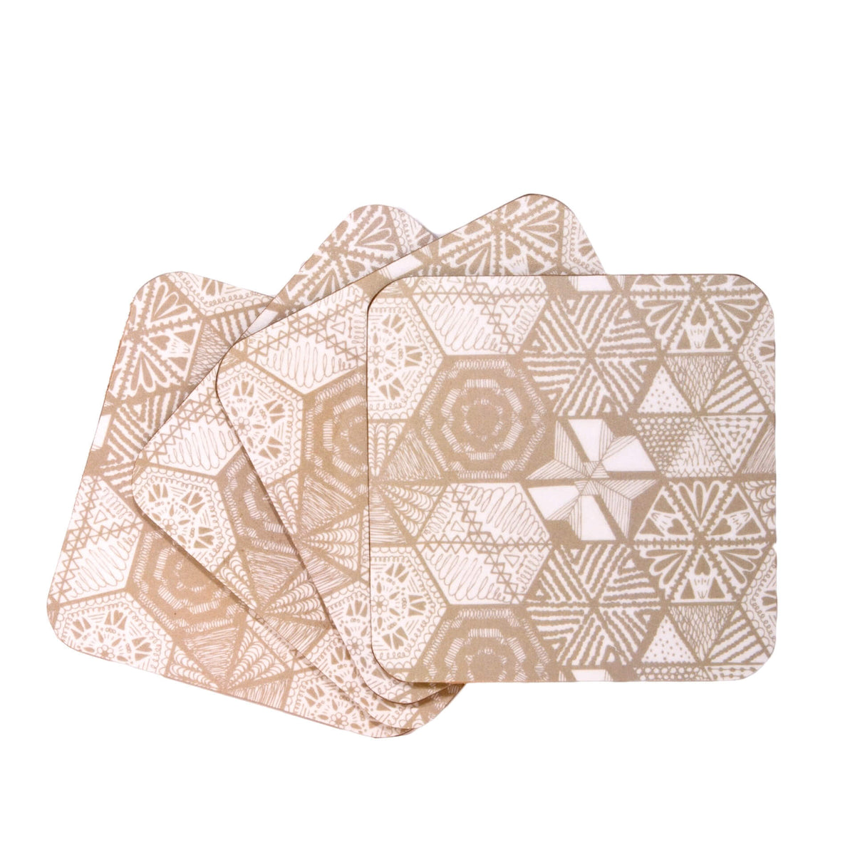 Hexie Doodle Taupe Coaster