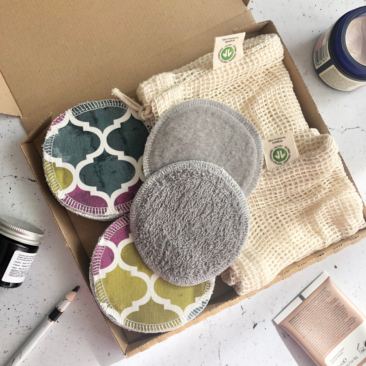 Eco-Friendly Reusable Facial Rounds Set - Various Designs
