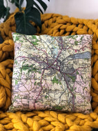 Square Vintage Map Cushion - Newton Abbot, Devon