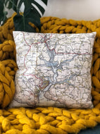 Square Vintage Map Cushion - Salcombe and Kingsbridge, Devon