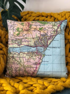 Square Vintage Map Cushion - Teignmouth, Devon