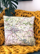 Square Vintage Map Cushion - Totnes, Devon