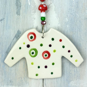 Christmas Pudding Jumper Ceramic Decoration