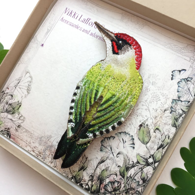 Green Woodpecker Brooch