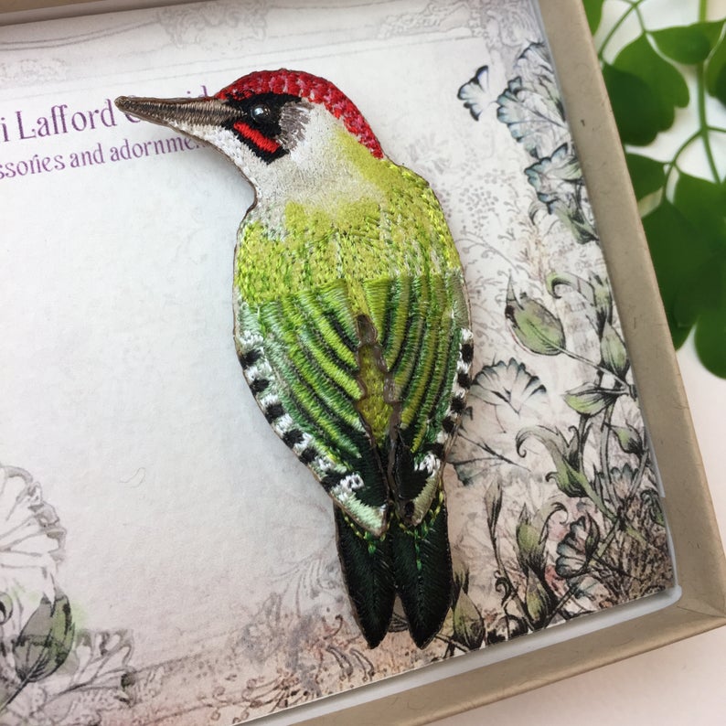 Green Woodpecker Brooch