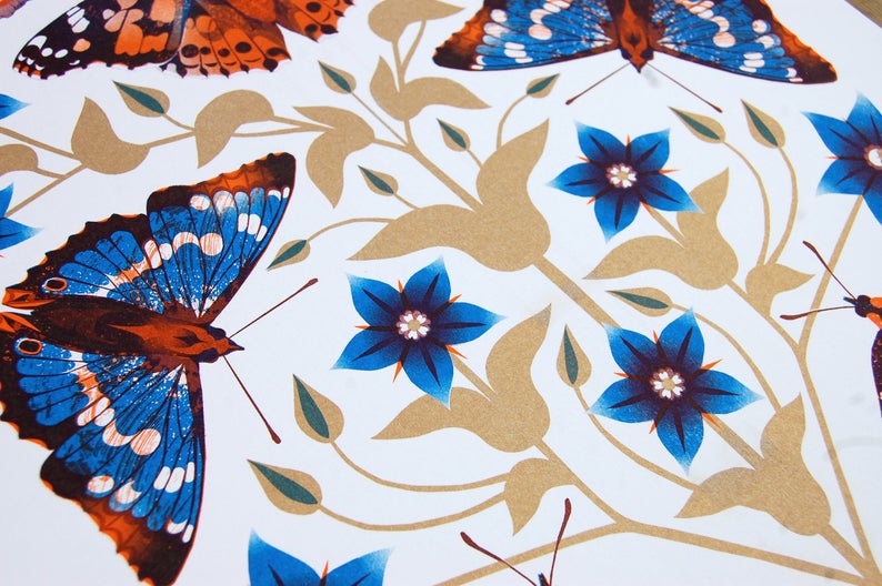 Autumn Days Butterfly A3 Risograph Print