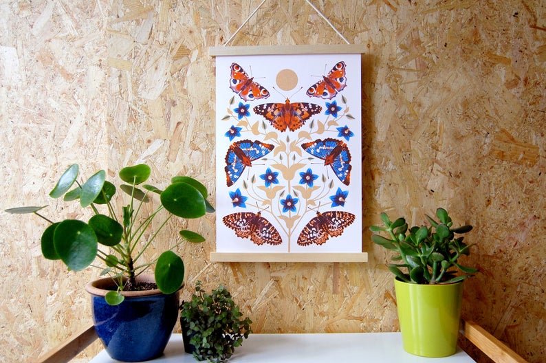 Autumn Days Butterfly A3 Risograph Print