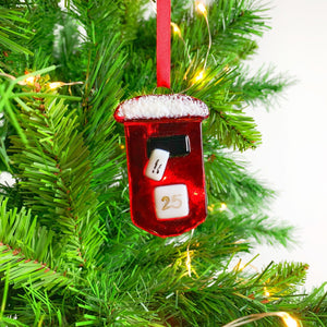 Christmas Postbox Glass Decoration