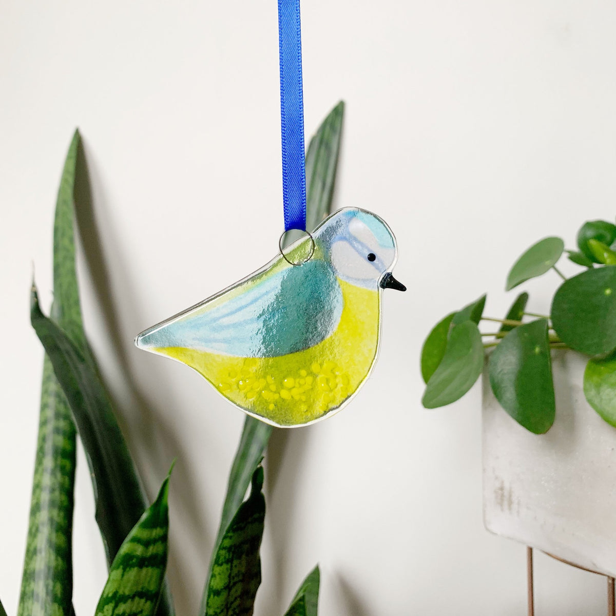 Blue Tit Glass Decoration