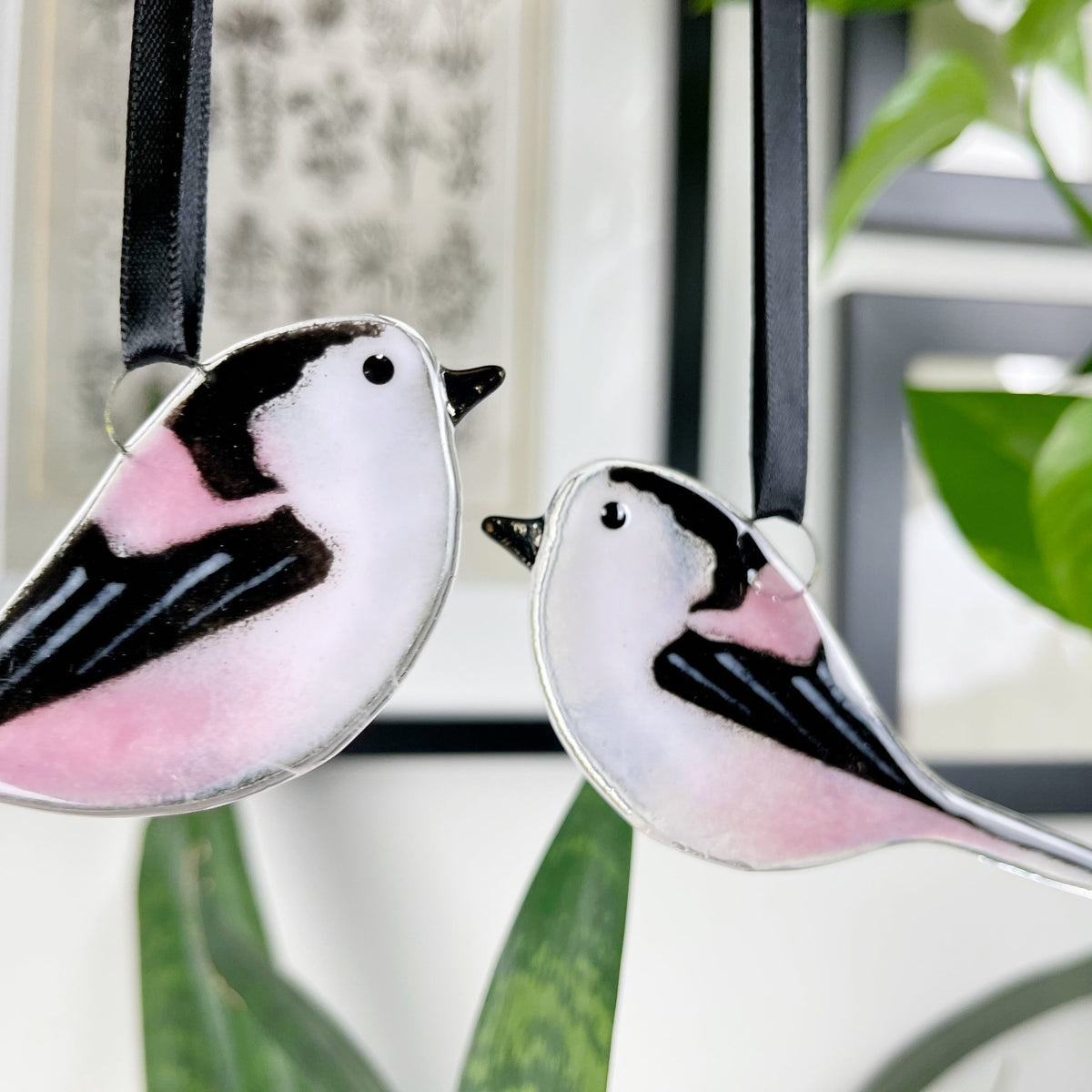 Long-tailed Tit Glass Decoration