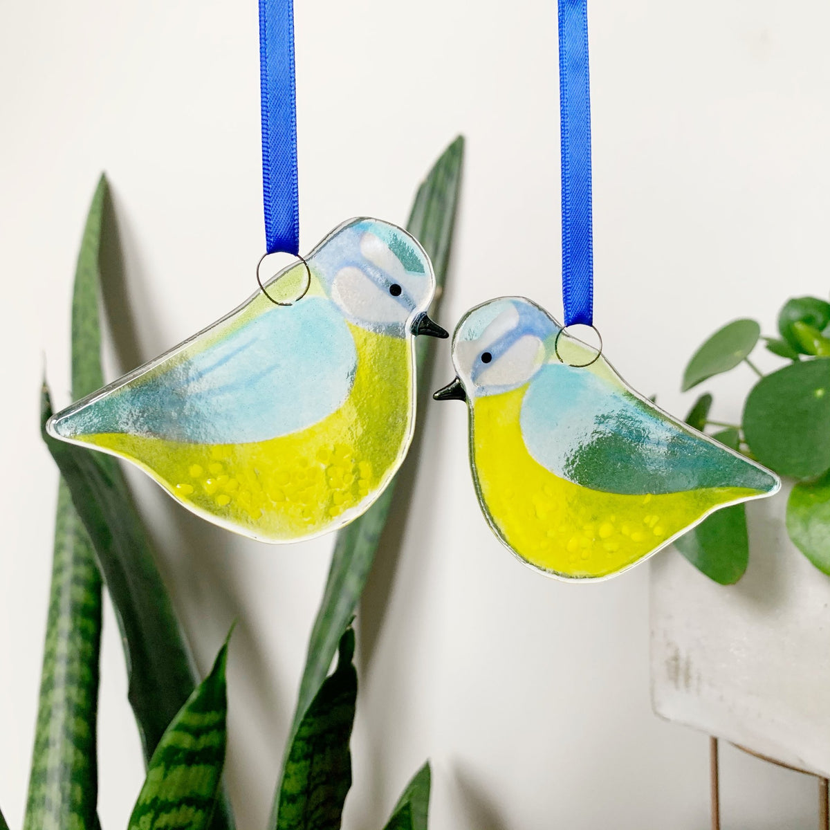 Blue Tit Glass Decoration