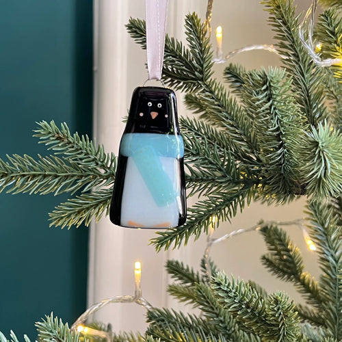 Penguin Glass Christmas Decoration